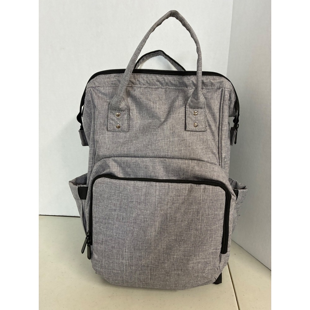 Raydem Diaper Backpack Grey Multi-Pocket Travel Bag with Stroller Clips